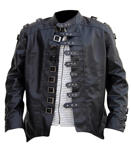 Gothic Steampunk Multi Buckled Black Leather Jacket 