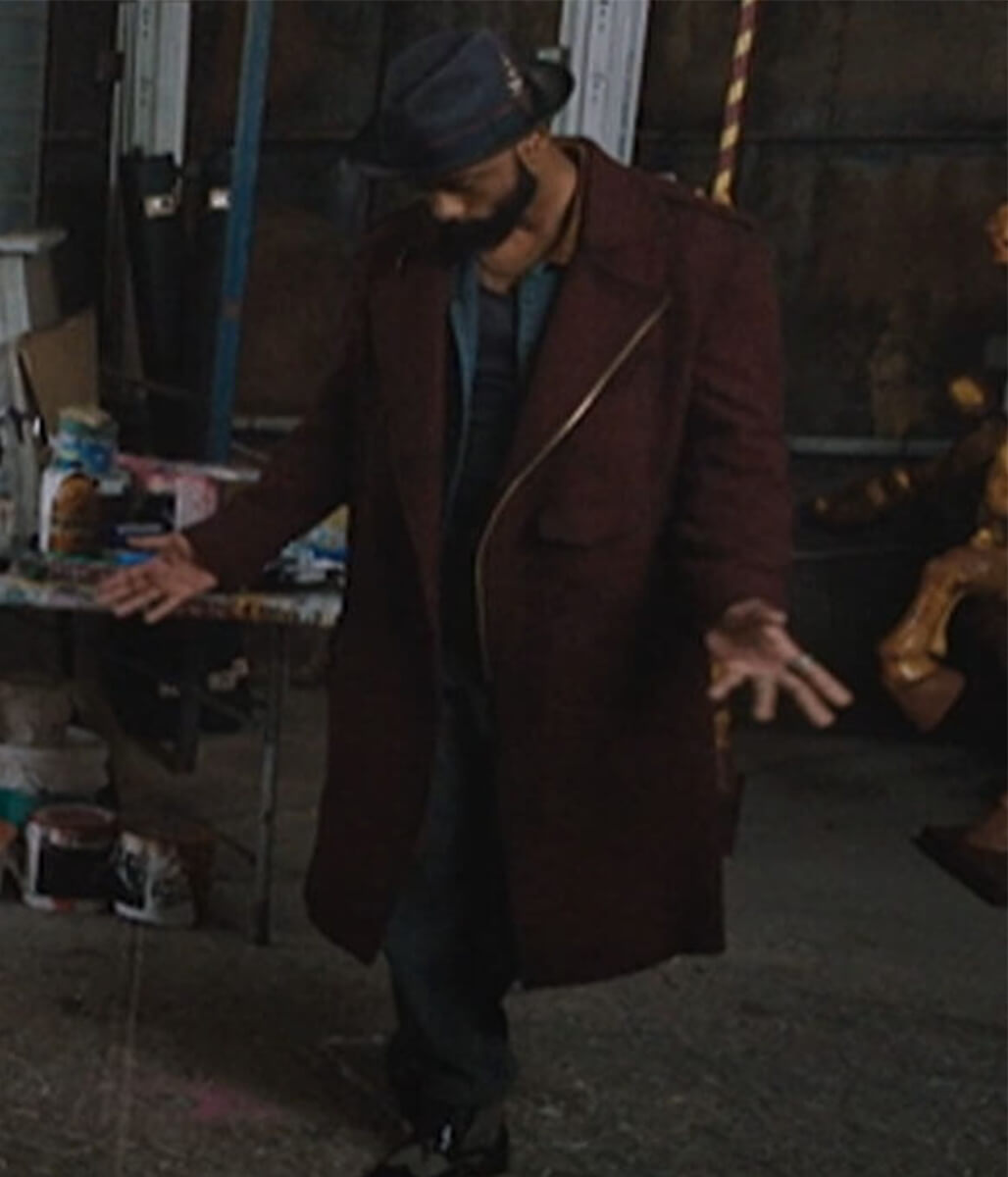 Grofield Play Dirty 2025 LaKeith Stanfield Maroon Wool Coat