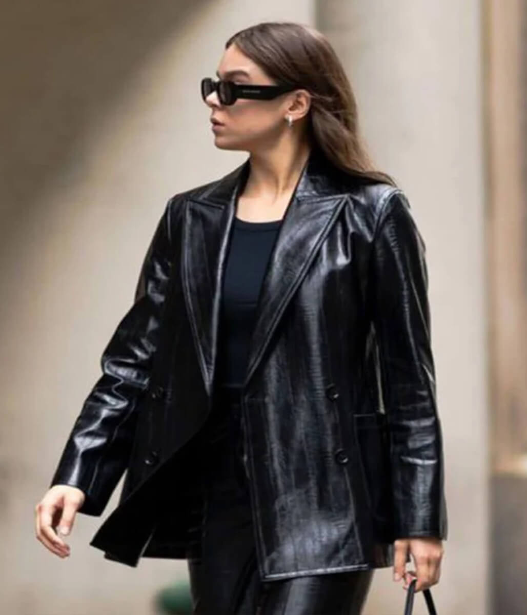 Hailee Steinfeld Black Leather Blazer