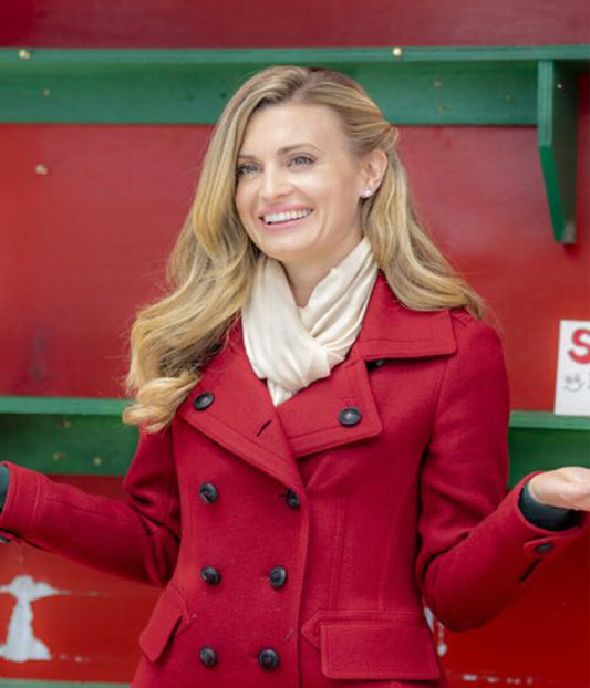 Haley Ellis Christmas In Love Red Wool Peacoat