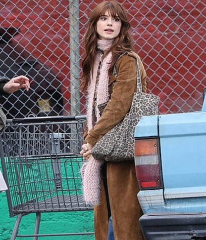 Here Comes The Flood 2026 Daisy Edgar Jones Suede Leather Coat