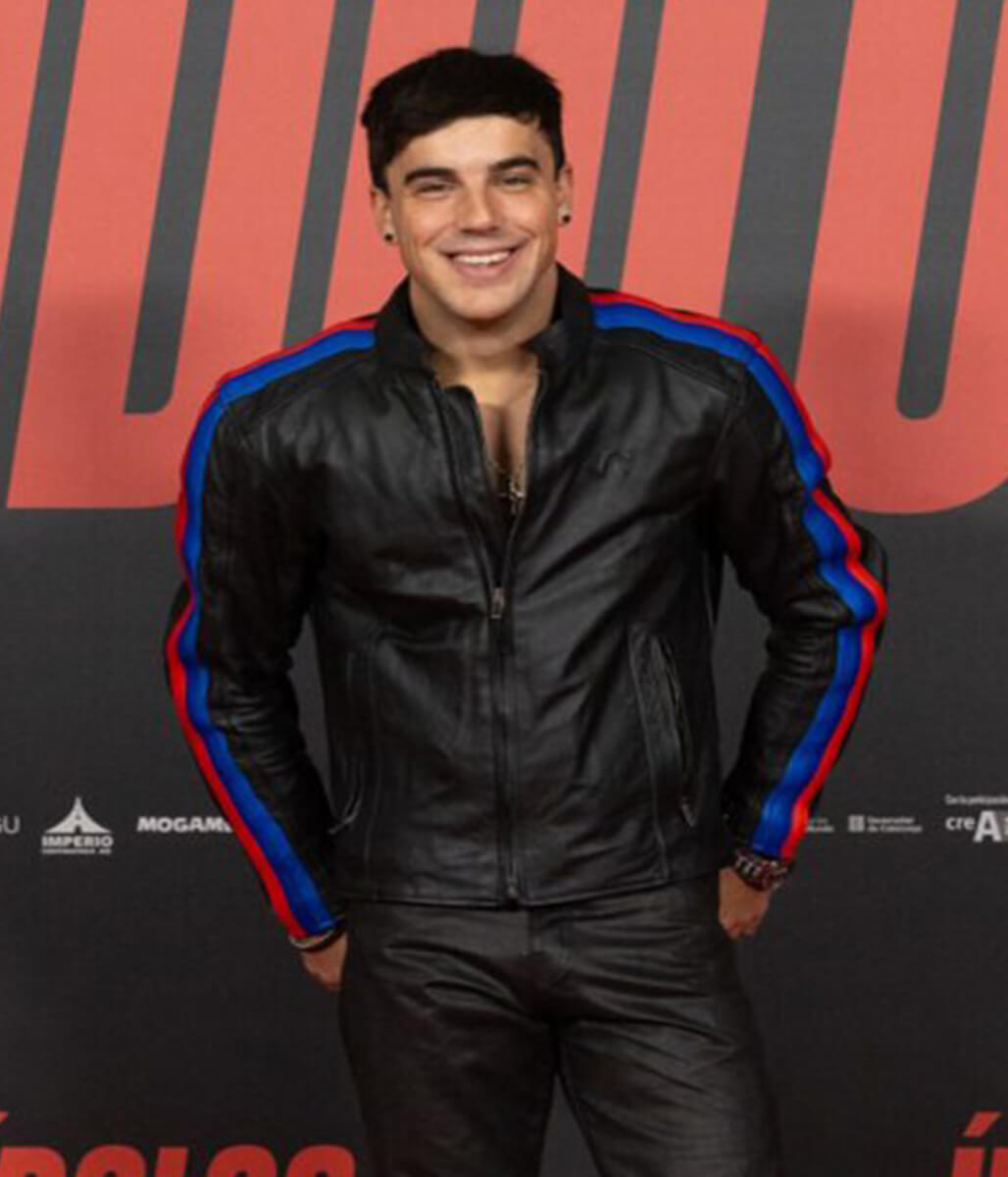 Idolos 2026 Oscar Casas Biker Black Leather Jacket