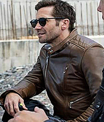 In The Grey 2026 Jack Gyllenhaal Brown Leather Jacket