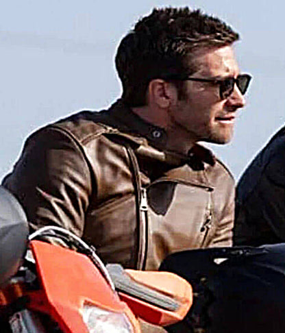 In The Grey 2026 Jack Gyllenhaal Brown Leather Jacket