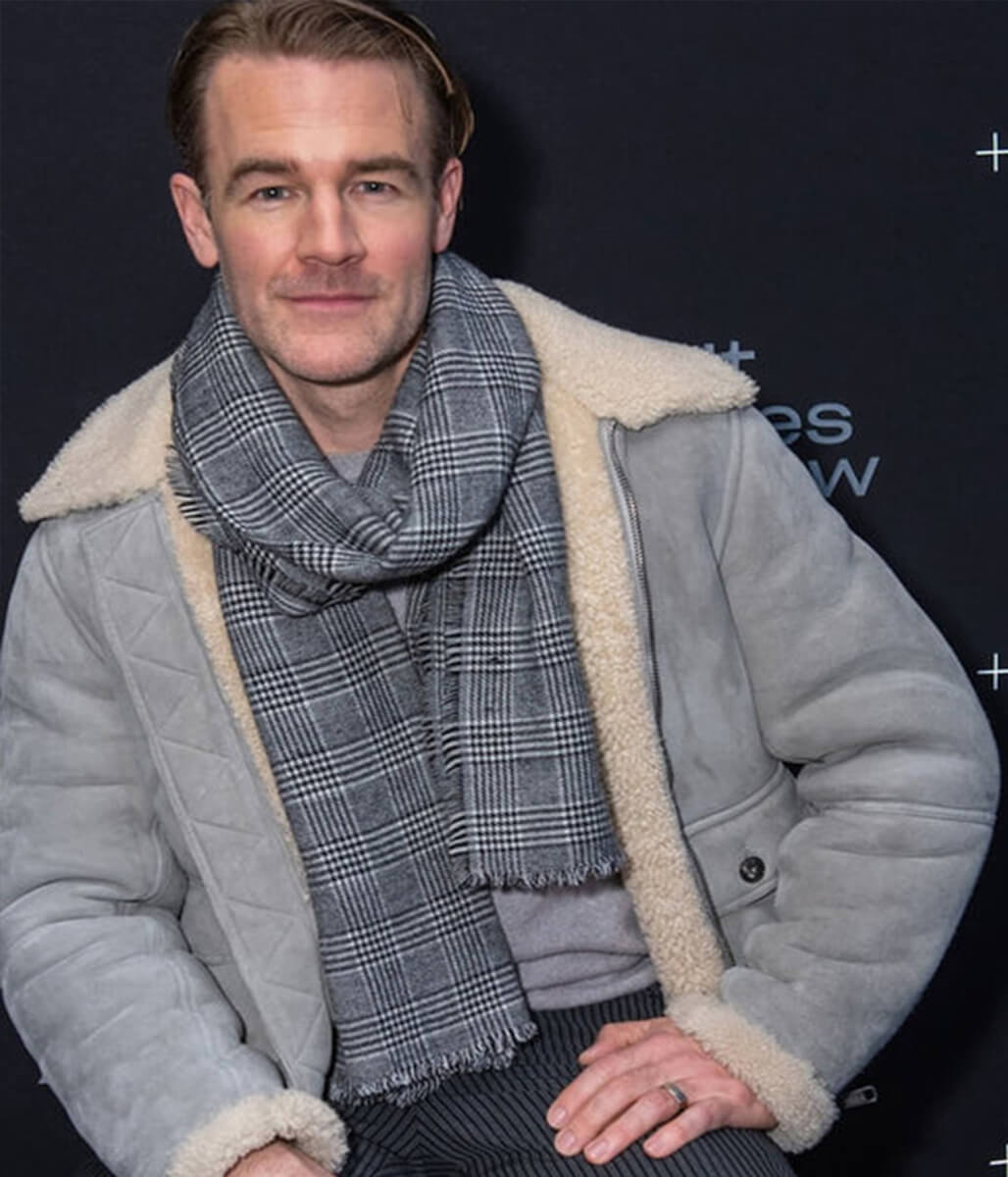 James Van Der Beek Grey Suede Leather Jacket