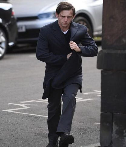 Jamie Bell Half Man 2026 Black Wool Coat