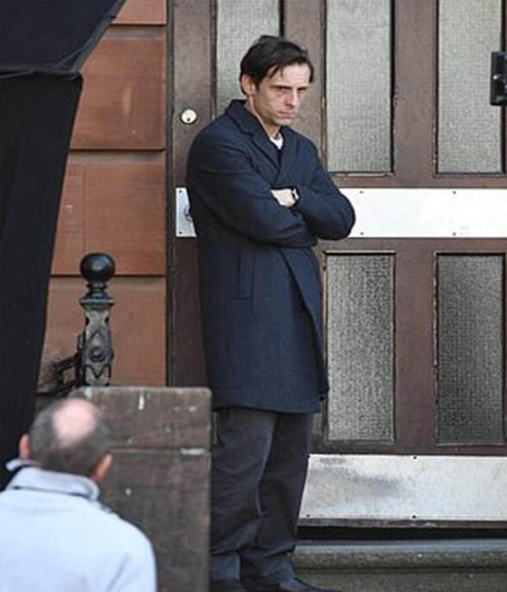 Jamie Bell Half Man 2026 Black Wool Coat