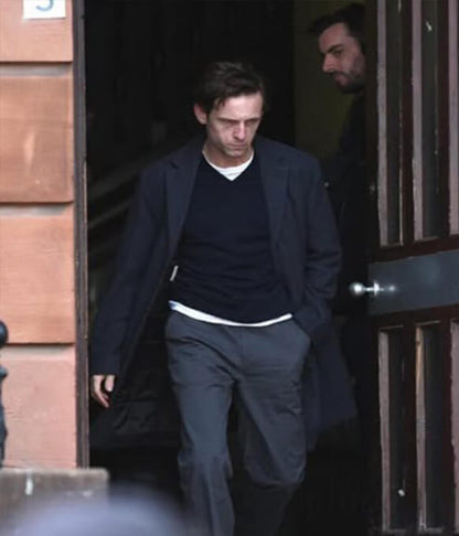 Jamie Bell Half Man 2026 Black Wool Coat