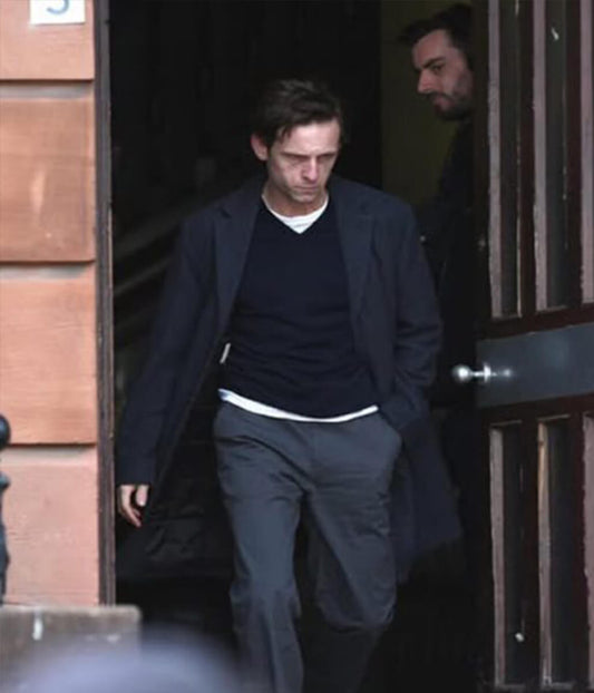 Jamie Bell Half Man 2026 Black Wool Coat