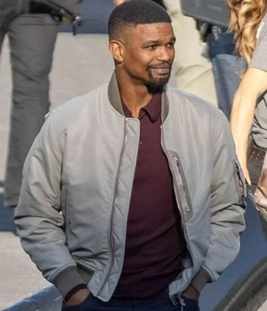 Jamie Foxx Back in Action 2025 Grey Cotton Jacket