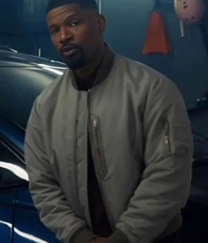 Jamie Foxx Back in Action 2025 Grey Cotton Jacket
