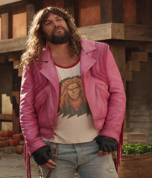 Jason Momoa A Minecraft Movie Pink Leather Jacket