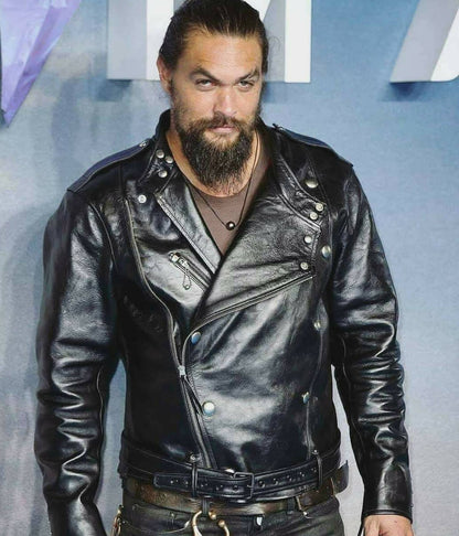 Jason Momoa Black Leather Jacket