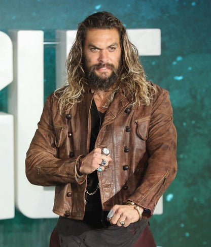 Jason Momoa Brown Leather Jacket