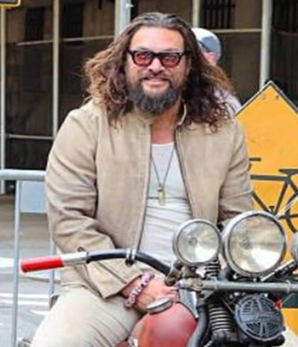 Jason Momoa NYC 2025 Beige Leather Jacket