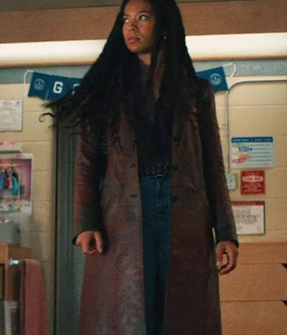 Jaz Sinclair Gen V Brown Leather Coat