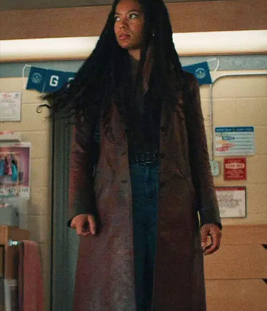 Jaz Sinclair Gen V Brown Leather Coat