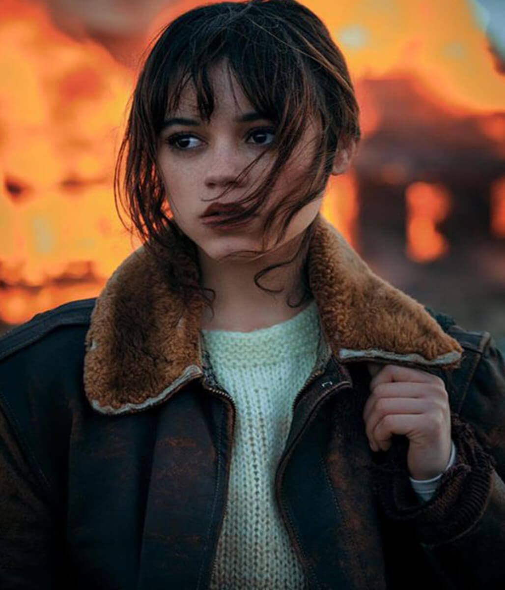 Jenna Ortega Hurry Up Tomorrow 2025 Brown Leather Jacket