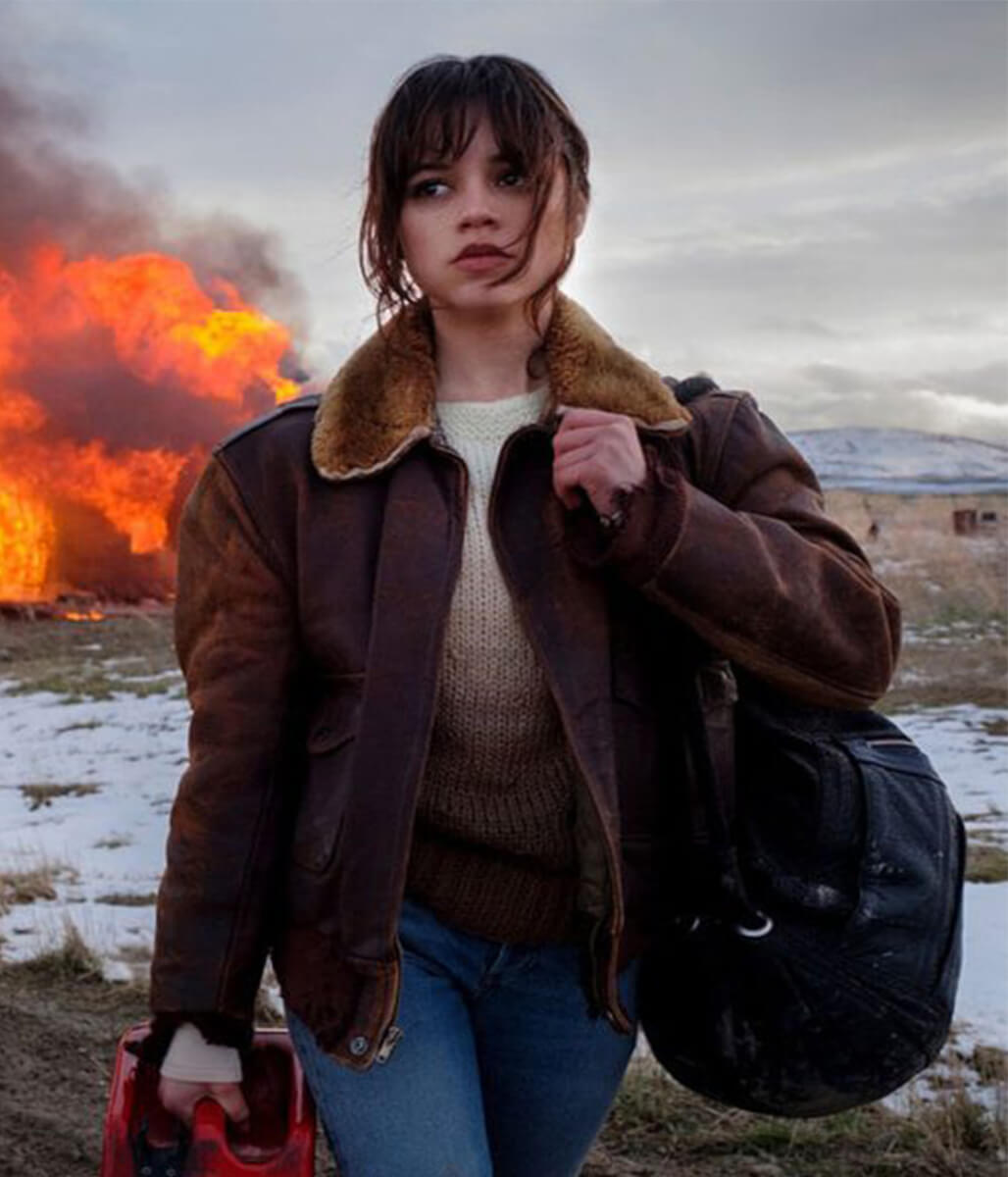 Jenna Ortega Hurry Up Tomorrow 2025 Brown Leather Jacket
