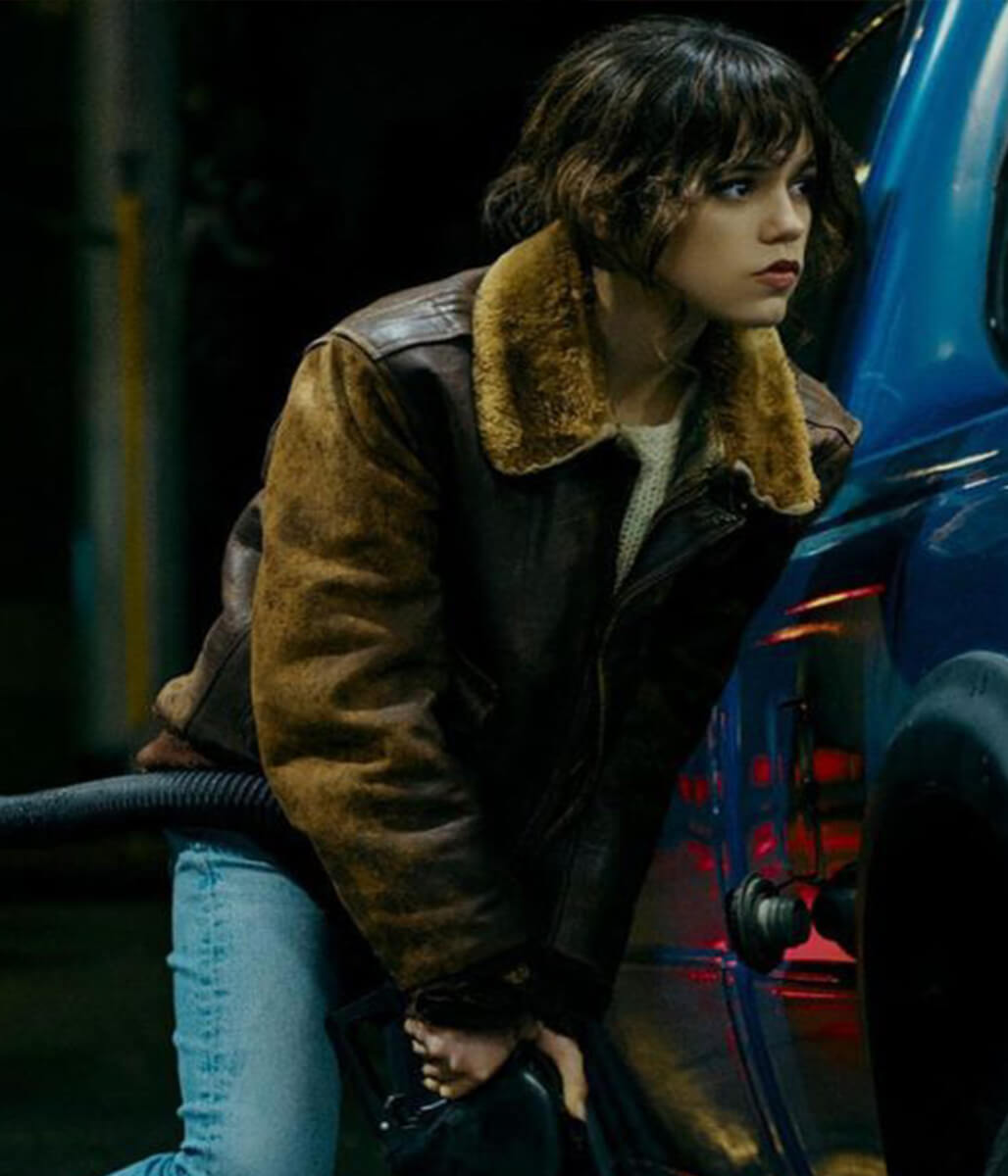 Jenna Ortega Hurry Up Tomorrow 2025 Brown Leather Jacket