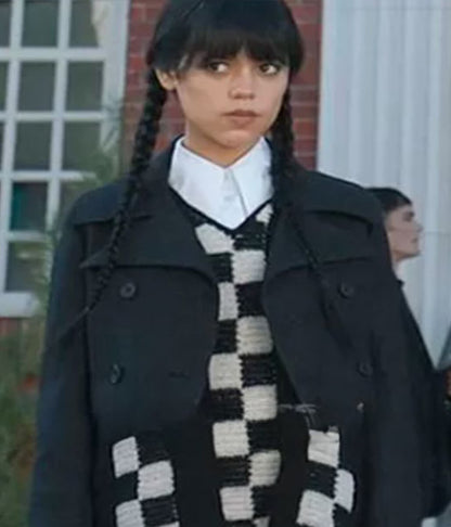 Jenna Ortega Wednesday Black Wool Short Jacket