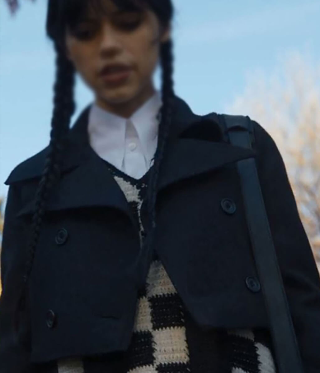 Jenna Ortega Wednesday Black Wool Short Jacket