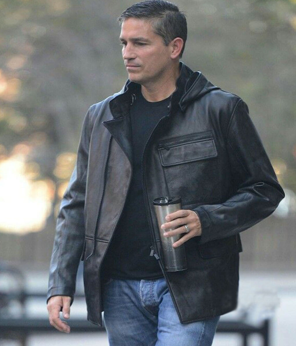 Jim Caviezel John Reese Black Leather Jacket