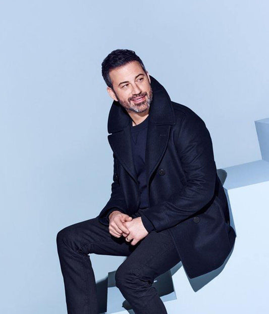 Jimmy Kimmel Black Wool Pea Coat