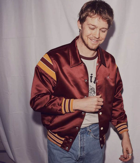 Joe Alwyn Burgundy Satin Jacket