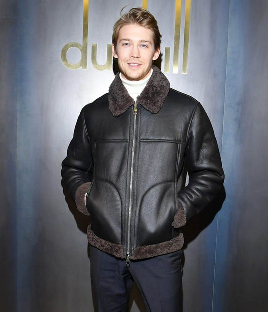 Joe Alwyn Leather Black Jacket