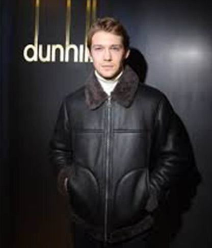 Joe Alwyn Leather Black Jacket