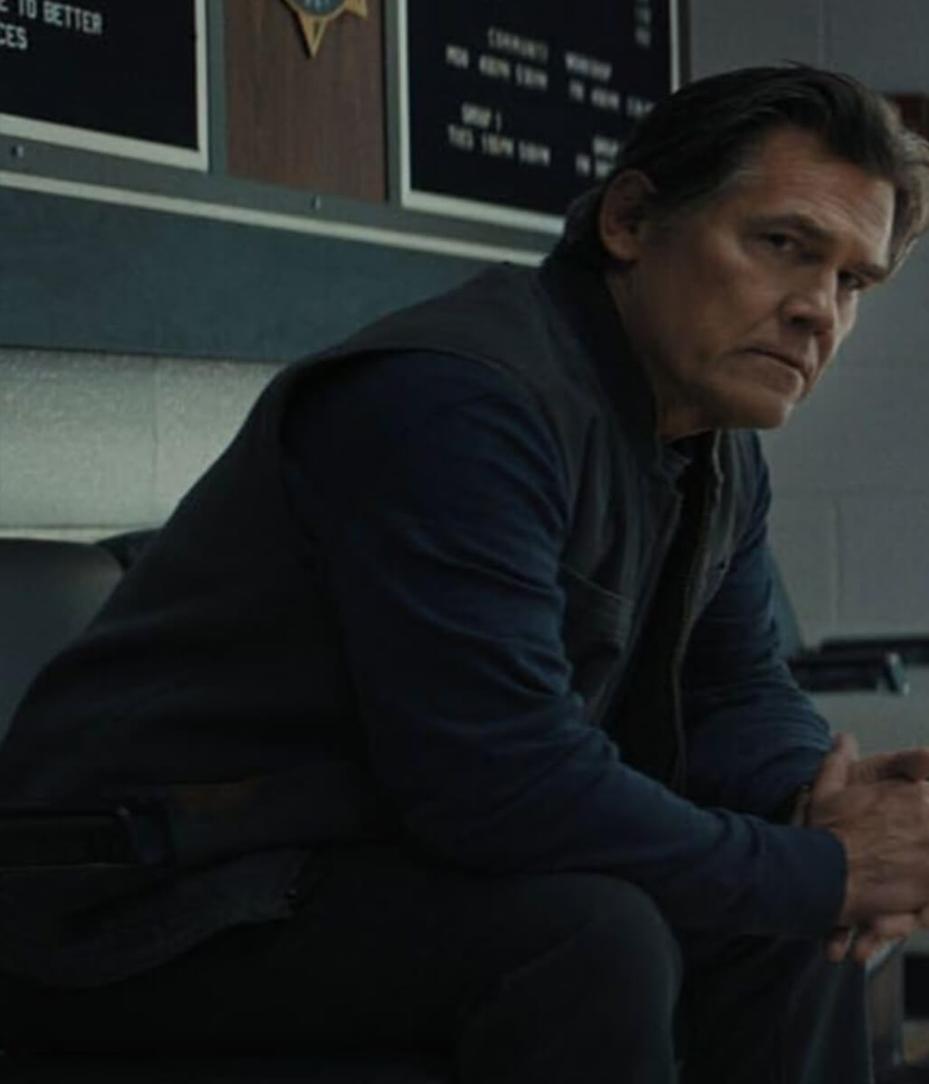 Josh Brolin Weapons 2025 Green Suede Vest