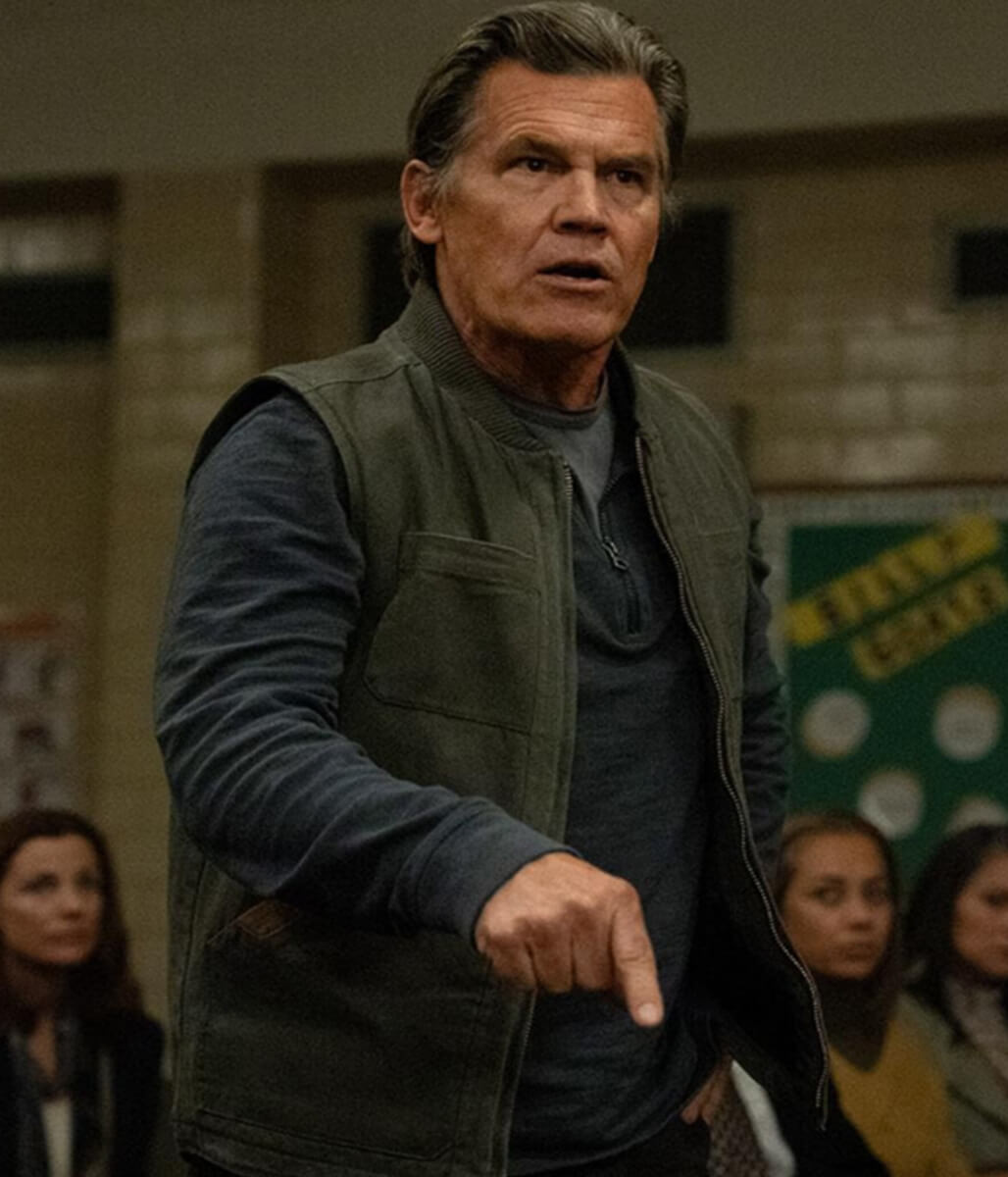 Josh Brolin Weapons 2025 Green Suede Vest