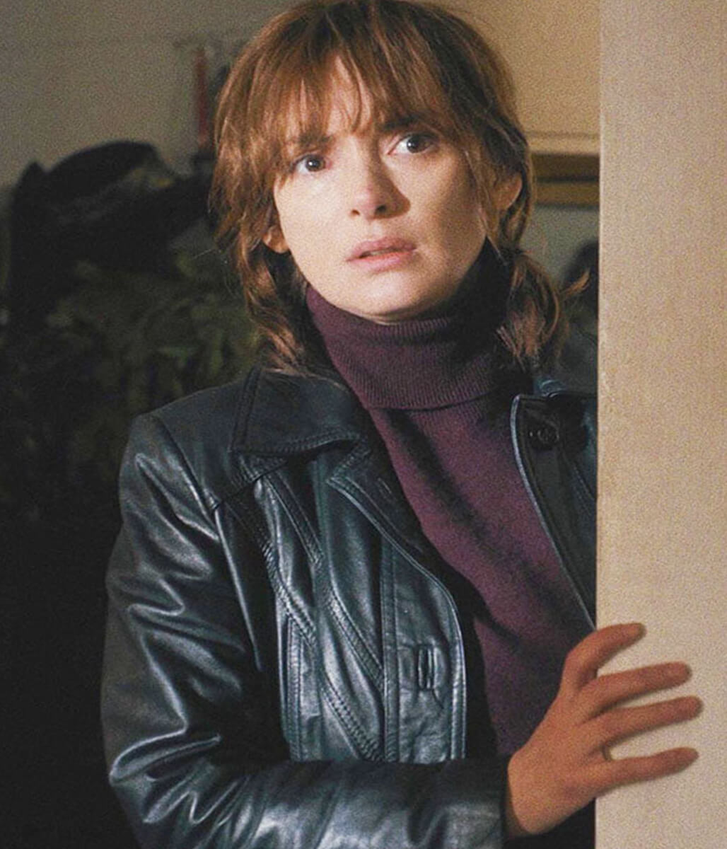 Joyce Byers Stranger things Black Leather Coat