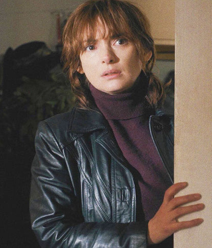 Joyce Byers Stranger things Black Leather Coat