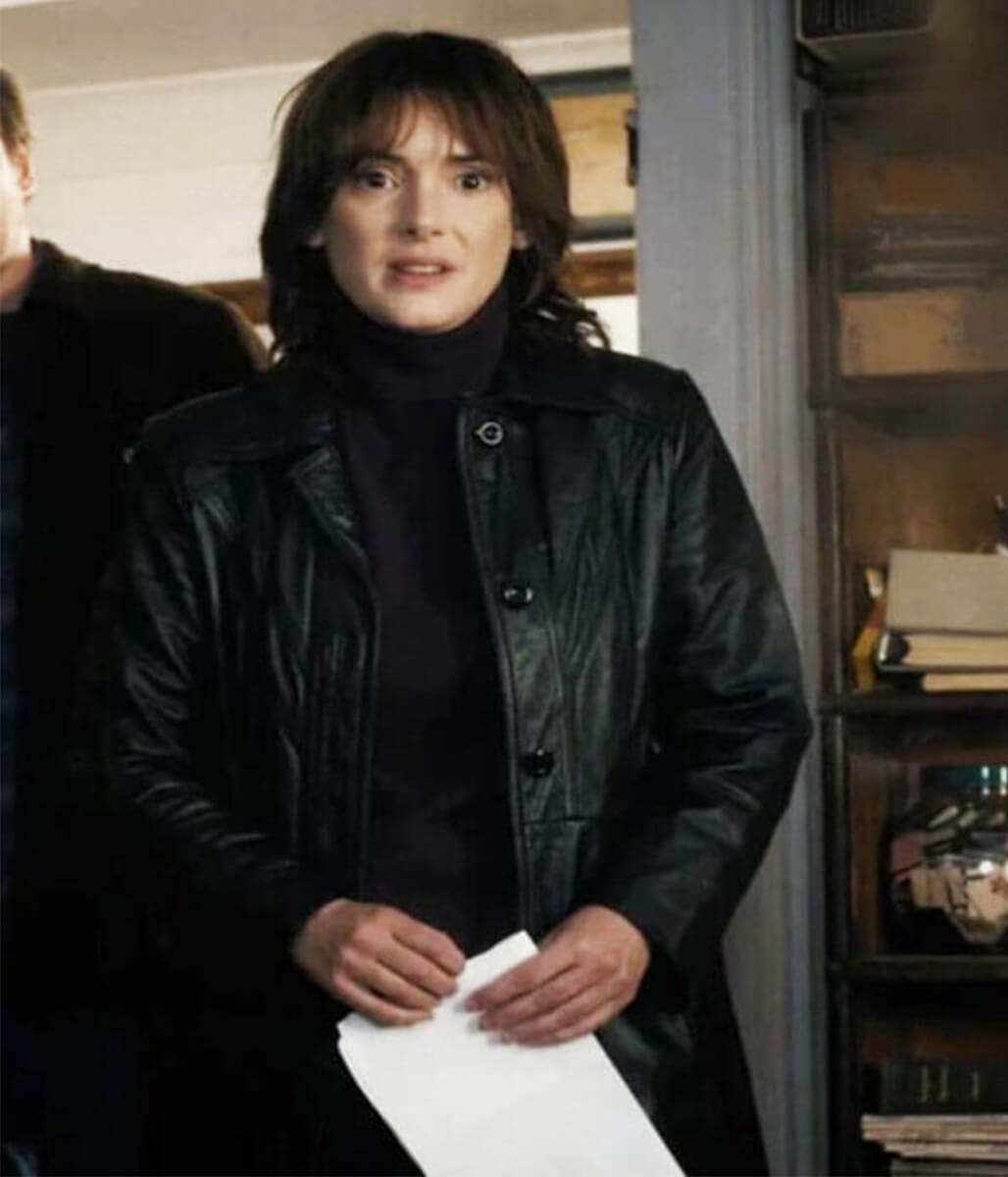 Joyce Byers Stranger things Black Leather Coat