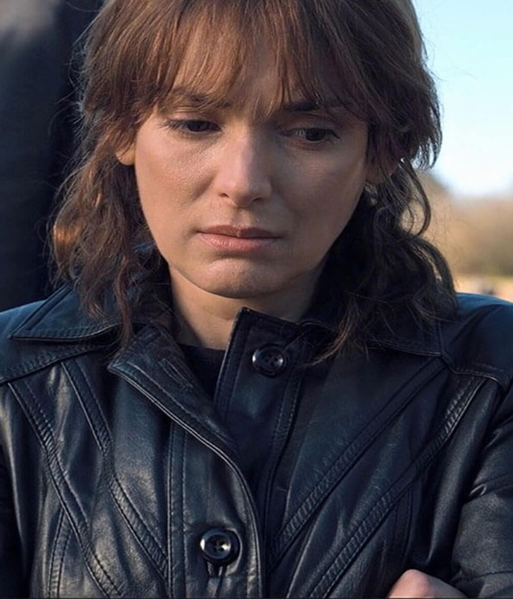 Joyce Byers Stranger things Black Leather Coat