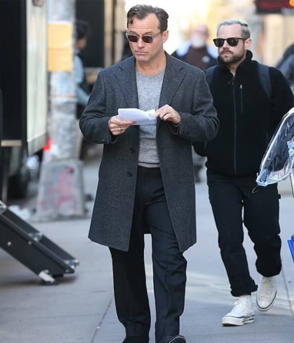 Jude Law Black Rabbit Grey Wool Coat