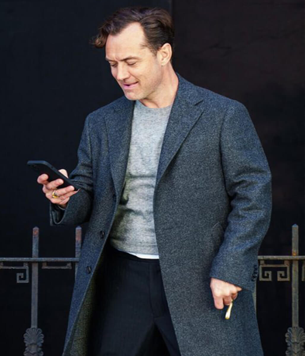 Jude Law Black Rabbit Grey Wool Coat