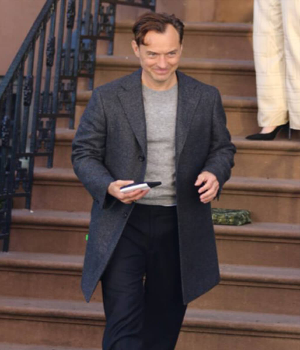 Jude Law Black Rabbit Grey Wool Coat