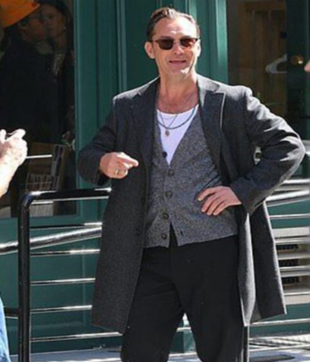 Jude Law Black Rabbit Trench Wool Coat