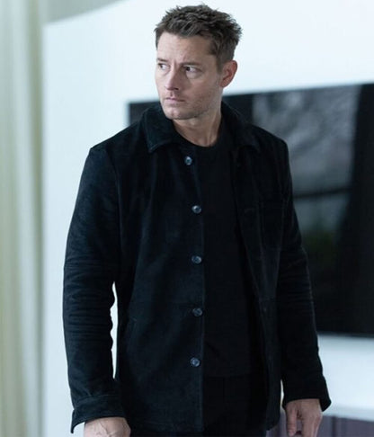 Justin Hartley Tracker S3 Black Suede Leather Jacket