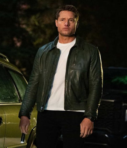 Justin Hartley Tracker S3 Green Leather Jacket