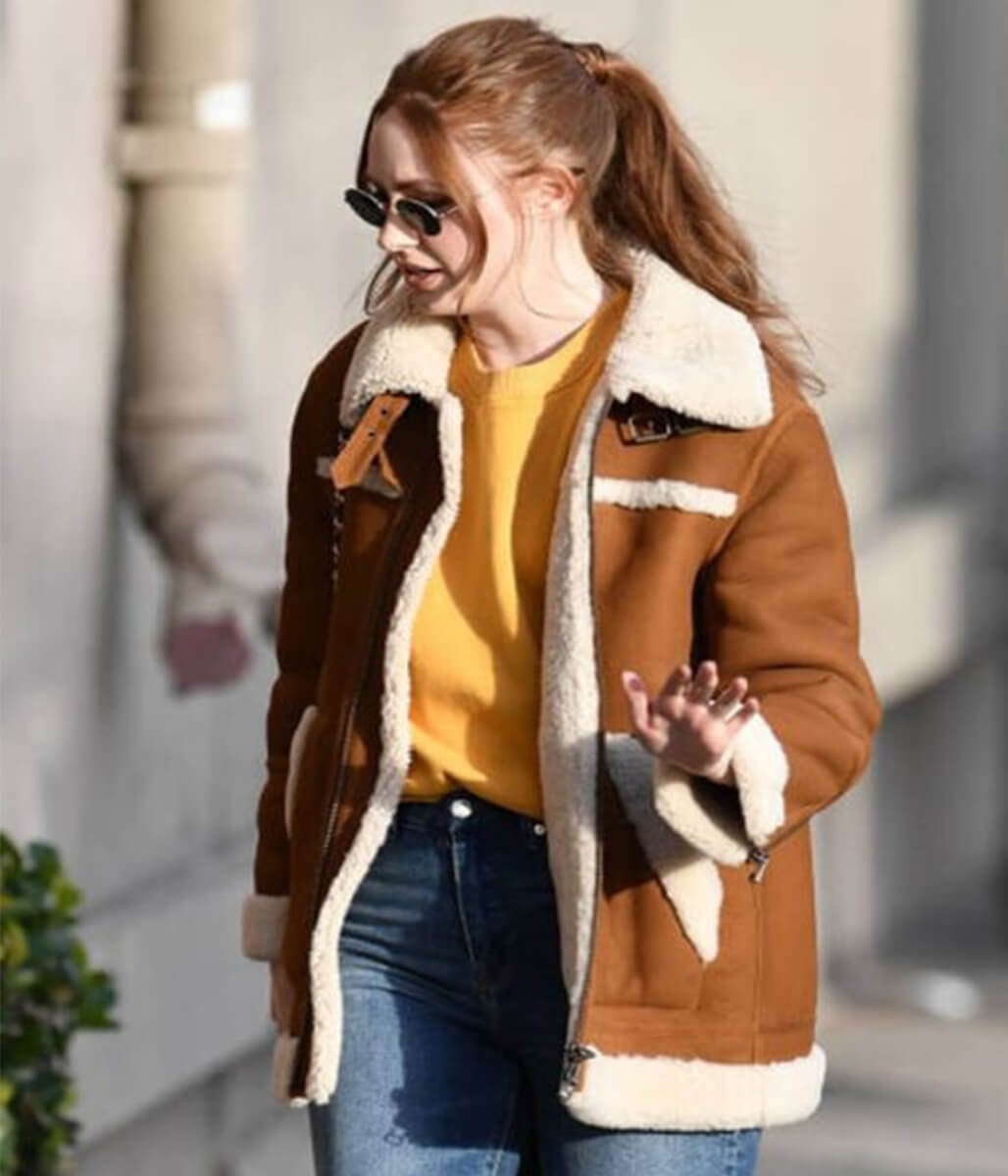 Karen Gillan Brown Suede Shearling Jacket