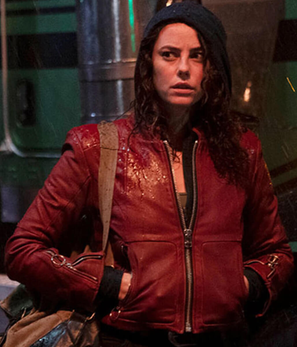 Kaya Scodelario Resident Evil Red Leather Jacket