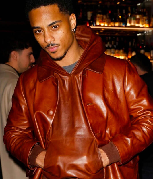 Keith Powers Brown leather Jacket