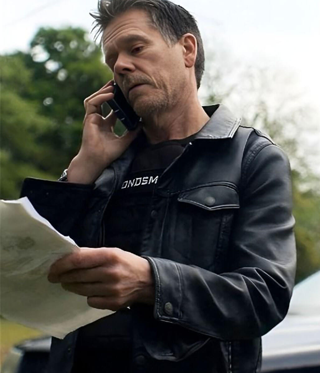 Kevin Bacon The Bondsman 2025 Black Leather Jacket