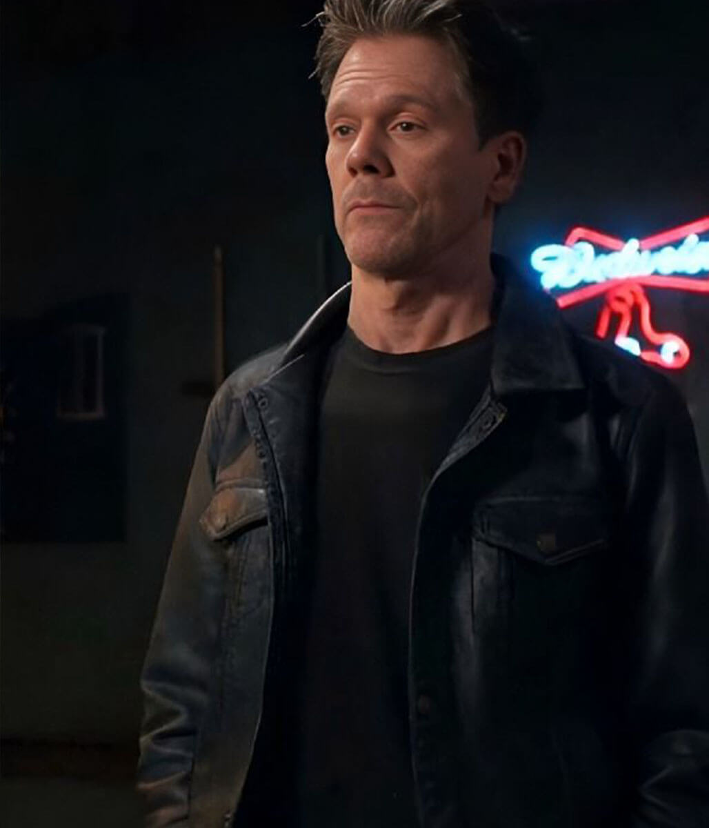 Kevin Bacon The Bondsman 2025 Black Leather Jacket