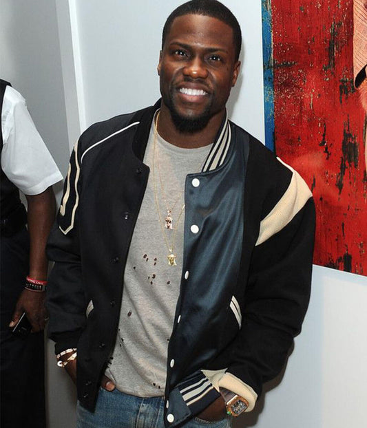 Kevin Hart Black Wool and Leather Jacket