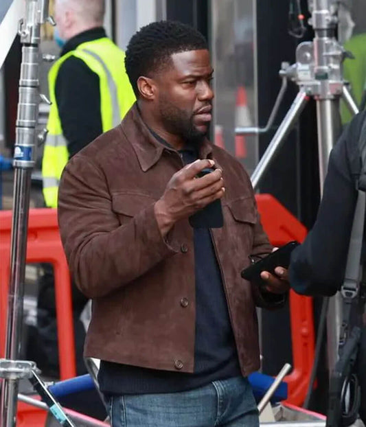 Kevin Hart Lift 2024 Brown Suede Jacket